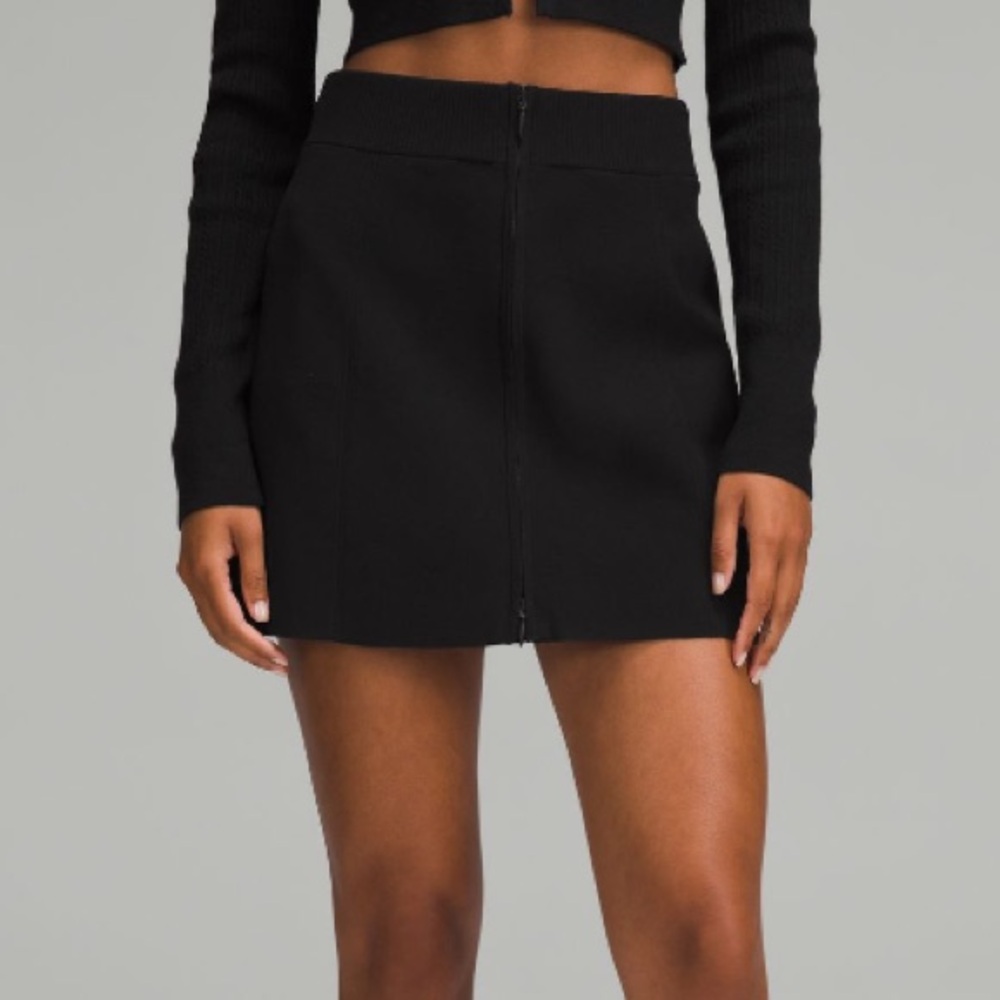 lululemon athletica Ribbed-Knit Mini Skirt in black